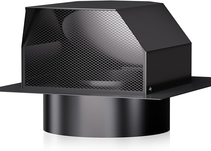 Hon&Guan 6 Inch Roof Vent Cap，Upgraded Airflow Roof Vents for Houses Watertight Galvanized Steel Roof Exhaust Vent for Ventilation System-with Damper