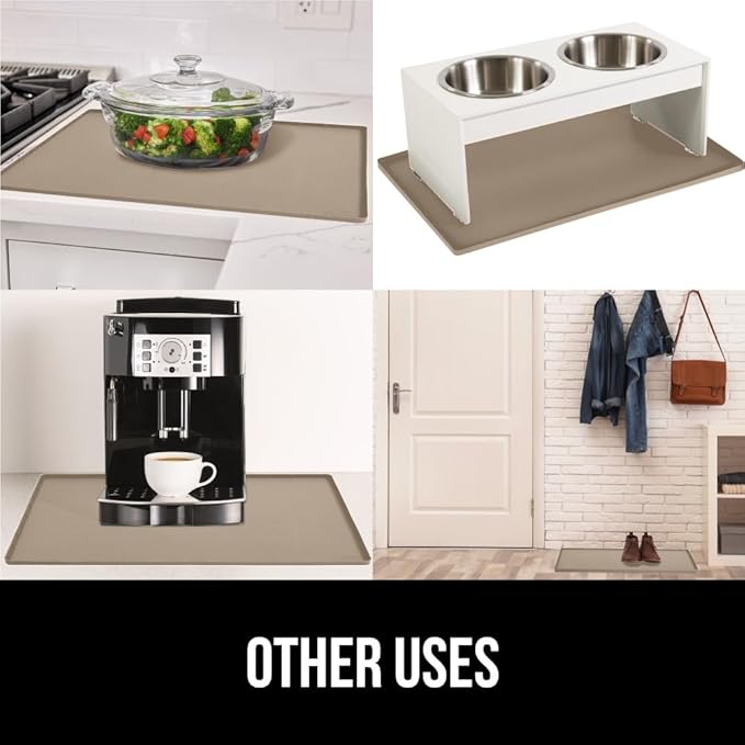 GORILLA GRIP Waterproof Silicone Under Sink Mat with Raised Lip for Kitchen and Bathroom, 28 x 22 in, Cabinet Shelf Liner Stay in Place Mats Dishwasher Safe Drawer Liner, Organizer Tray, Beige