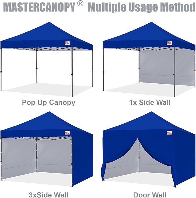MASTERCANOPY Heavy Duty Pop-up Canopy Tent with Sidewalls (10x10,Blue)