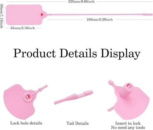 100pcs Luggage Tags Plastic Seals Shipping Label Logistics Sign Tie Bag Tag, Sealing Storage Multi Purpose Name ID Tag with Marker for Suitcases, Backpack, Schoolbag, Car Key (Pink)