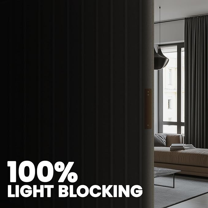 100% Blackout Room Divider Curtains - Total Privacy Curtains Panel, Thermal Insulated Noise Reduction Curtain for Bedroom Windows, Include Ceiling Curtain Track(Cream White, W180 x L108, 1 Pack)