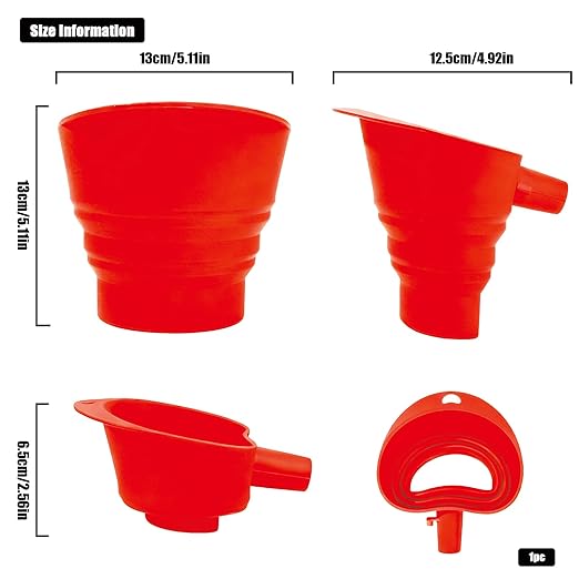 Flour Funnel for Kitchen Mixer，Silicone Funnel with Easy-Pour Attachment Fits 4.5 & 5Quart Tilt-Head Mixers, Easy Clean Durable Mess-Free Baking Accessory ((red,KSM150)