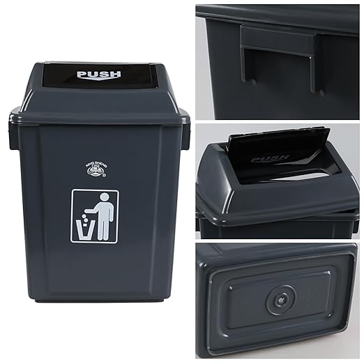 4 Packs Plastic Small Trash Can Wastebasket, Garbage Container with Swing Lid, Waste Bin for Bathrooms, Laundry Room, Kitchens, Offices, Dorms (Gre, 6 Gallon)