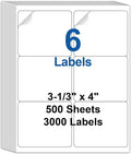 Bostlabels 500 Sheets 3000 Pcs 3-1/3x4 Shipping Address Labels for Inkjet and Laser Printers, 6 Up FBA Return Address Labels on 8.5”x11”, Permanent Strong Adhesive 6 per Page Printable Labels