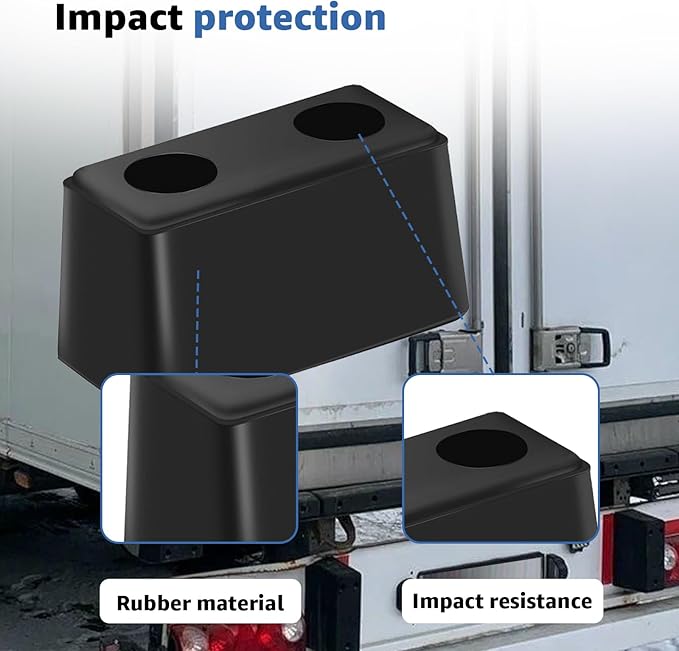 4-Pack Heavy Duty Rubber Bumper Blocks Industrial Dock Buffers – 6x3x3 Perfect for Truck Rear, Chassis, Flatbed Trailers, Reefer, Boat, Marinas & etc （4502-1276）