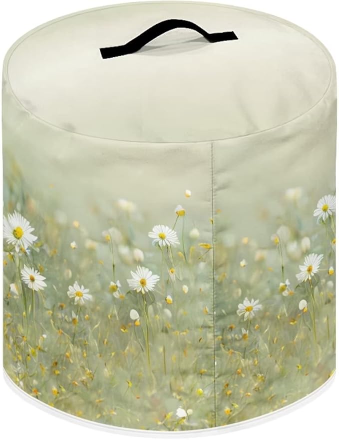 Insulated Pressure Cooker Appliance Cover, Also Fit for Rice Cooker, Air Fryer and Crock Pot, 8 Quart Dust Cover with Pocket for Kitchenware and Recipes, Washable, Daisy Floral Green