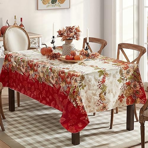 Newbridge Bountiful Fall Harvest 52 x 70 Inch Rectangle Vinyl Tablecloth