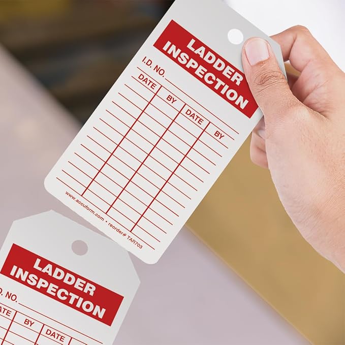 AccuformNMC 100 Tags by-The-Roll, Ladder Inspection Tags with Record, US Made OSHA Compliant, Waterproof PF-Cardstock, Resists Tears, 6.25"x3", TAR703