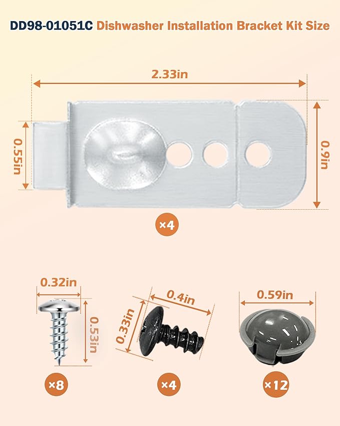 IWIWE DD98-01051C Dishwasher Installation Bracket Kit (4 Pack) – Compatible with Samsung Dishwasher Mounting Bracket DW80M/DW80R Series (DW80R9950US, DW80R9950UG, DW80R7061US)