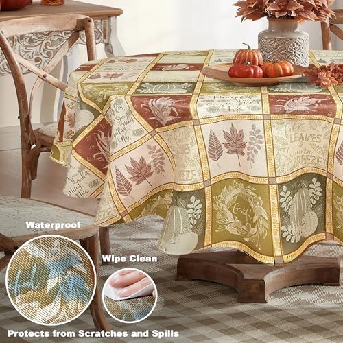 Newbridge Thanksgiving Harvest Breeze 60 x 84 Inch Oval Vinyl Tablecloth