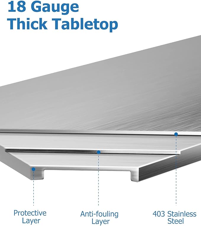 30" x 24" Stainless Steel Work Table NSF Certified Heavy Duty Commercial Kitchen Prep Table with Undershelf & Caster Wheels for Home, Restaurant, Hotel, Silver