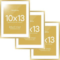 Homeforia 10x13 Picture Frame Gold, High End Metal 10x13 Poster Frames with Mat for 8.5x11, 10 x 13 Gold Frames Matted to 8.5 x 11 inch Photo, 10by13 Hanging Frames, Tempered Glass, Wall Kit, Set of 3