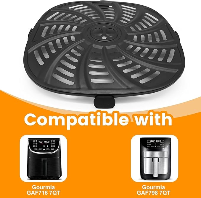 Air Fryer Accessories for Gourmia GAF798 GAF716 7QT Air Fryer, Food Grade Nonstick 8.97''*8.97'' Air Fryer Replacement Parts Rack Tray Grill Pan Grill Plate Crisper Plate, Dishwasher Safe