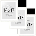 Homeforia 14x17 Picture Frame White, High End Oak 14x17 White Wood Frame with Mat 11x14 Photo, 14 x 17 Wooden Poster Frames Matted to 11 by 14, 17x14 Hanging Frames, Tempered Glass, Wall Kit, Set of 3