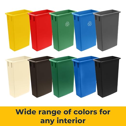 3 Pack 23 Gallon Waste Bin, Heavy-Duty Trash Can, Slim Rectangular Garbage Bin, Durable Waste Container, Recycling Bin, Plastic Wastebasket for Kitchen, Garage, Hotels, Restaurants, Office