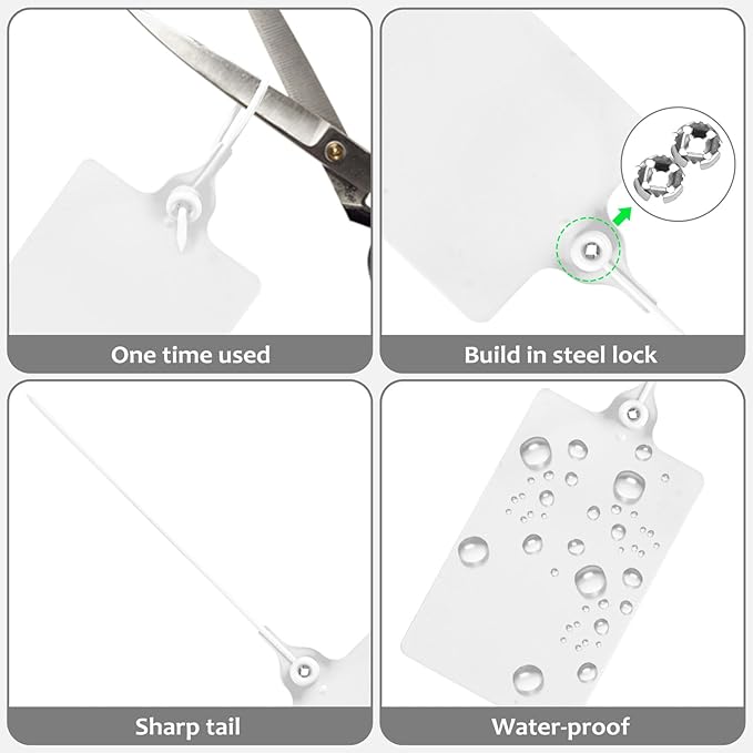 100 Plastic Waterproof Shipping Tags with One Marker Pen (White)