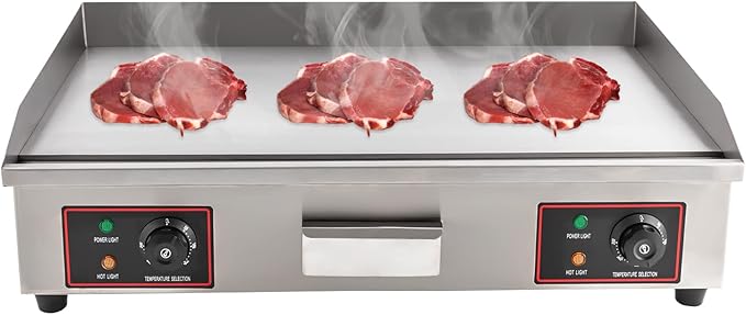 Commercial Electric Griddle,110V 3000W Countertop Flat Top Grill,Stainless Steel Griddle Grill with 122℉-572 ℉ Adjustable Temp,for Home or Restaurant