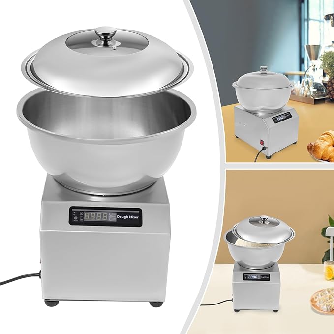 Dough Kneading Machine, Commercial Dough Maker, 1500W Electric Dough Maker, Large Capacity Flour Mixer with Time Setting & Dual Rotation Stand Mixers for Bakeries Canteen Restaurant