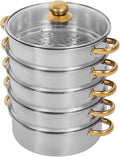 Stainless Steel Steamer Pot, 10.3-Inch Steamer for Cooking, 5-Tier Food Steam Pots with Lid for Cooking Vegetables, Seafood, Soups, Stews, Dumplings and Pasta