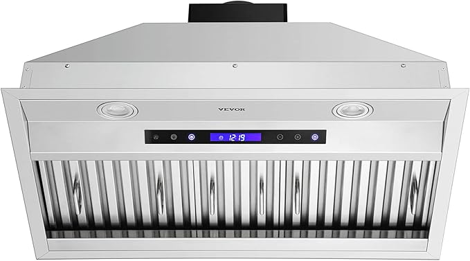 VEVOR Insert Range Hood, 900CFM 4-Speed, 30 Inch Stainless Steel Built-in Kitchen Vent with Touch & Remote Control LED Lights Baffle Filters, Ducted/Ductless Convertible, ETL Listed…