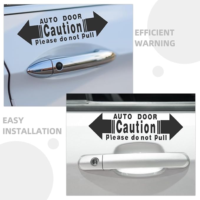 NUOBESTY Car Door Warning Stickers 4pcs Set, Automatic Sliding Door Safety Decals, Black Self-Adhesive Vehicle Window Caution Labels for Minivans and Cars