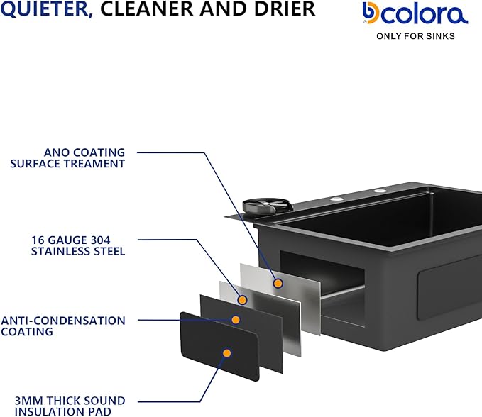 Dcolora 28 In. Black Kitchen Sink with Cup Washer, Large Single Bowl Drop In Installation, Heavy Duty 16 Gauge 304 Stainless Steel, Workstation with Valued Accessories, 28"x22"x10" #DC-T2533002BWS