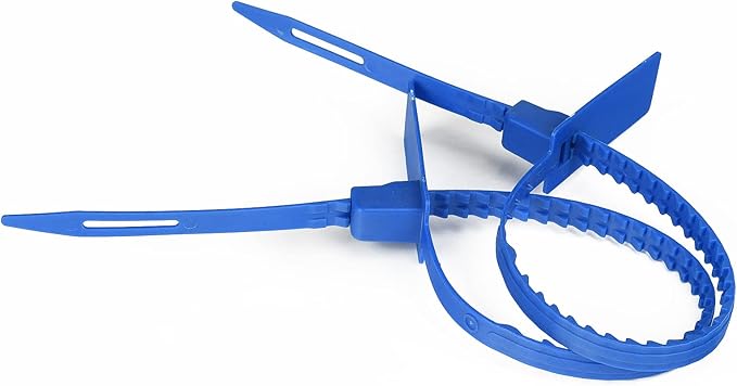 Heavy Duty Plastic Security Seal - Self Locking, Tamper Evident, Truck Trailer Seals (337 mm, Blue, 100 PCS)