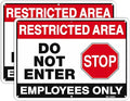 T&R Large Restricted Area Do Not Enter Employees Only Sign - 2 Pack - 14 x 10 Inches Rust Free .040 Aluminum - UV Protected, Waterproof, Weatherproof and Fade Resistant - 6 Pre-drilled Holes
