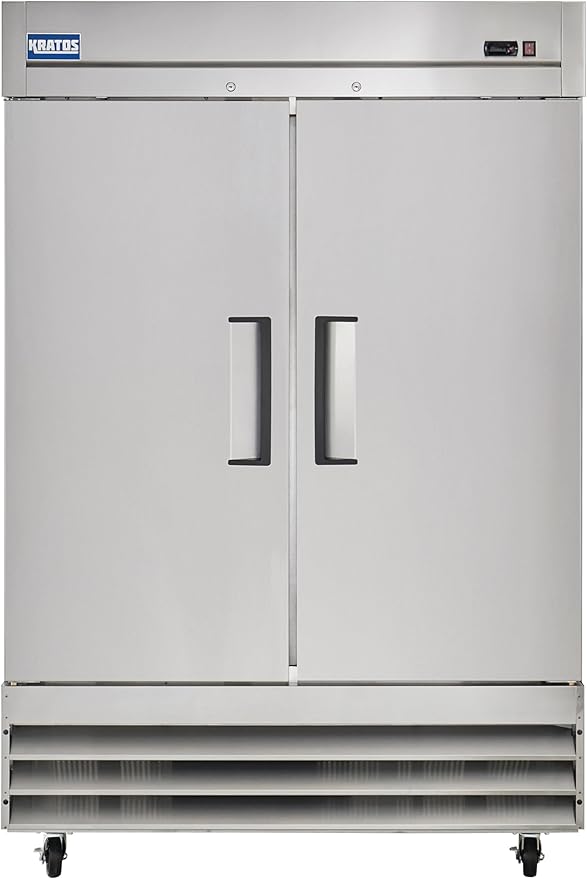 Kratos Commercial Freezer- 2- Solid Door Reach-In, Stainless Steel Exterior, 54" W (67K-005)