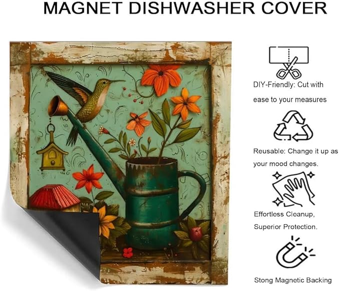 Country Rustic Window Sunflower Dishwasher Magnet Cover,23" x 26" Dishwasher Cover,Bless Our Home Magnetic Decal Vinyl Sticker Kitchen Decor Refrigerator Magnets Self Adhesive Wrap