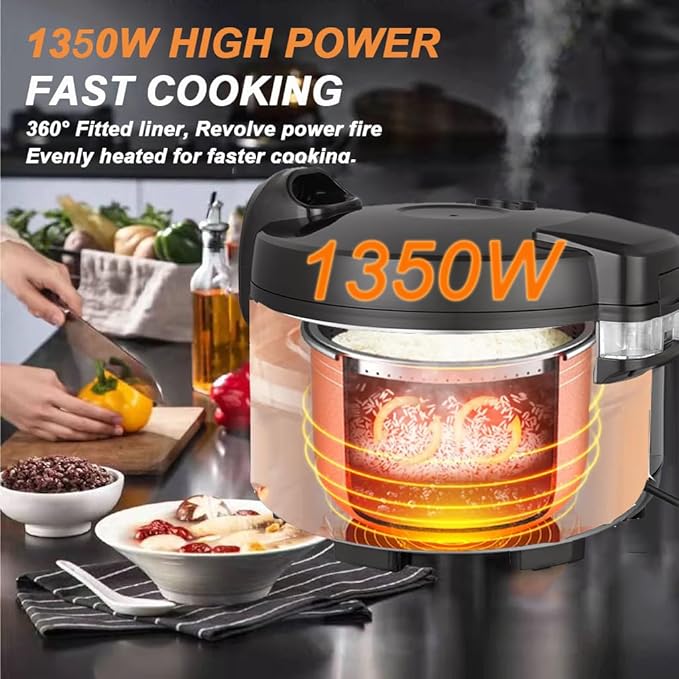 13.8 QT Large Commercial rice cooker 65 cups cooked 32 cups uncooked rice Commercial Electiric Rice Warmer for 18-28 people, with One-Touch Operation