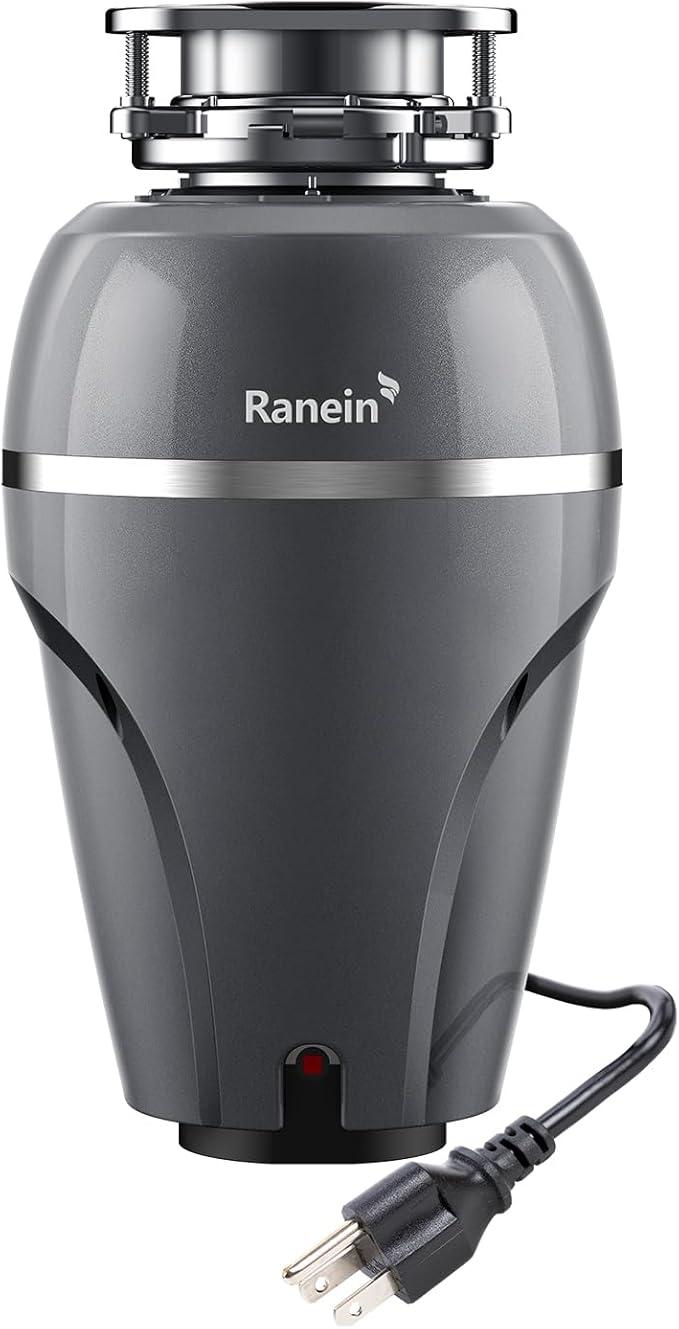 Ranein 1 HP Garbage Disposal with Power Cord & Dishwasher Connector Kit, Quiet Stainless Steel Food Waste Disposer, Continuous Feed, DeepCut Ultra 7-Stage Grinding, Easy 3-Bolt Installation