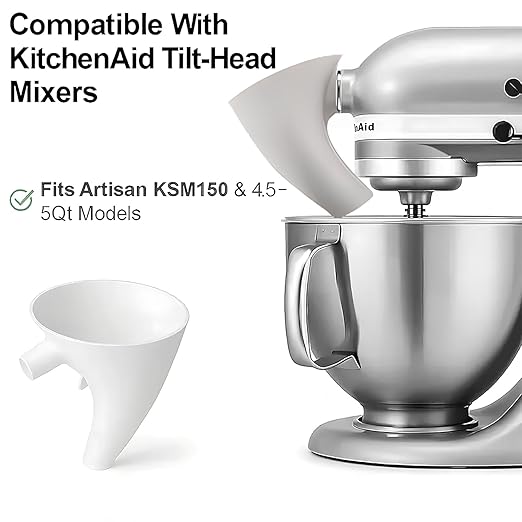 Flour Funnel for Kitchen Aid Mixer, Stand Mixer Attachment, No Mess Anti Spill Design for 4.5-5 Qt Tilt Head Dishwasher Safefor Normal Temperature Wash, Baking Tool (Red)