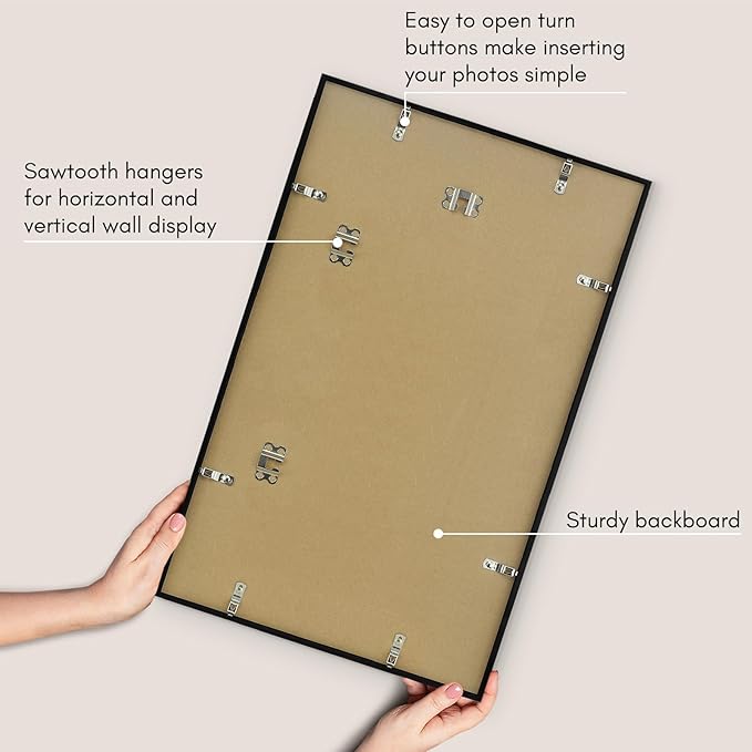 Americanflat 14x22 Picture Frame with Polished Plexiglass - Streamline Collection - Thin Border Picture Frame for Wall Display - Hanging Hardware Included - Black