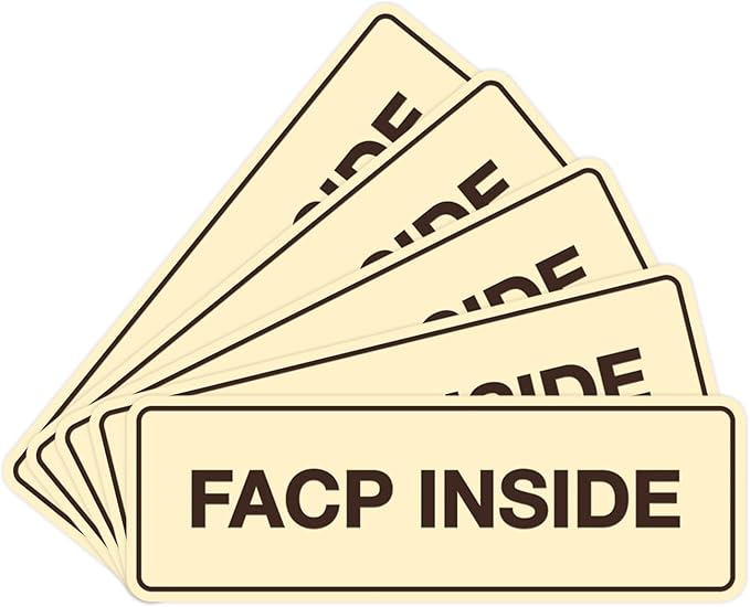 Signs ByLITA Standard FACP Inside Sign | Fire Safety Signage (Ivory/Dark Brown) - Small 5 Pack