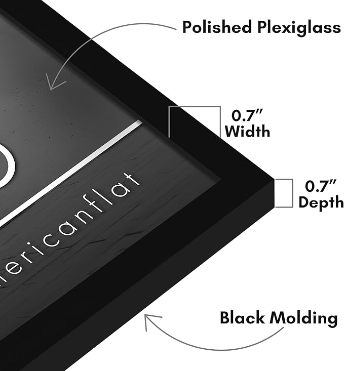 Americanflat 20x26 Picture Frame with Polished Plexiglass - Streamline Collection - Thin Border Picture Frame for Wall Display - Hanging Hardware Included - Black