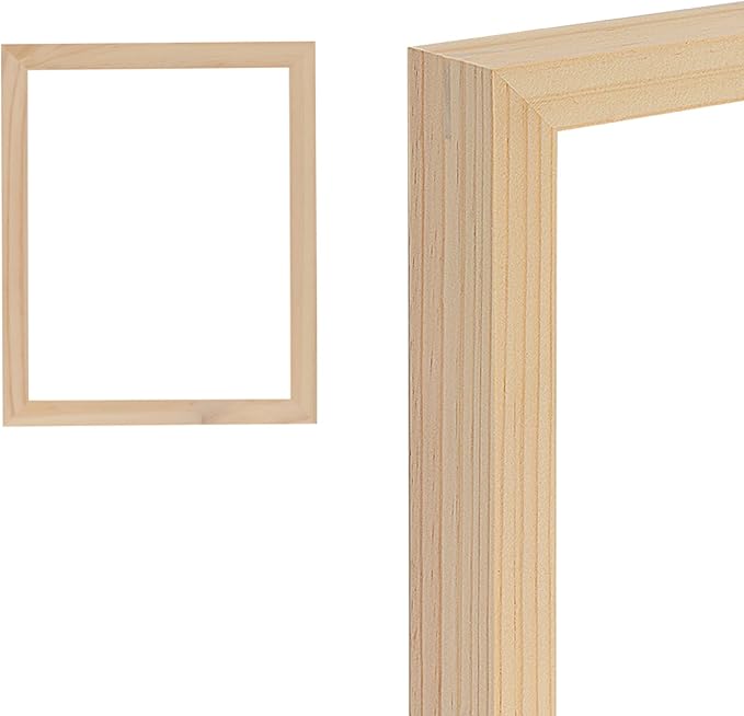Creative Mark Ambiance Unfinished Deep Gallery Frame, 5x5" Open Back Natural Wood Frames for Canvas and Mounted Artwork, 3/4" Face, 1-1/4" Deep, No Glass or Backing