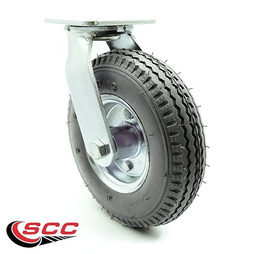 Service Caster Brand Replacement Caster for Uline Caster H-3328GR-S - Swivel Top Plate Caster with 8 Inch Gray Pneumatic Wheel - Heavy Duty Replacement - Fits Platform Trucks and Utility Carts H-2505