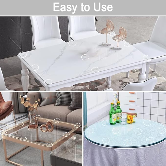 Extremely Soft Glass Table Top Bumper, Anti Slide and Scratch for Glass Table, Transparent Non-Adhesive Rubber Pads for Glass Table Top Spacer. to Avoid The Movement of Glass (Round & Square, 20 PCS)