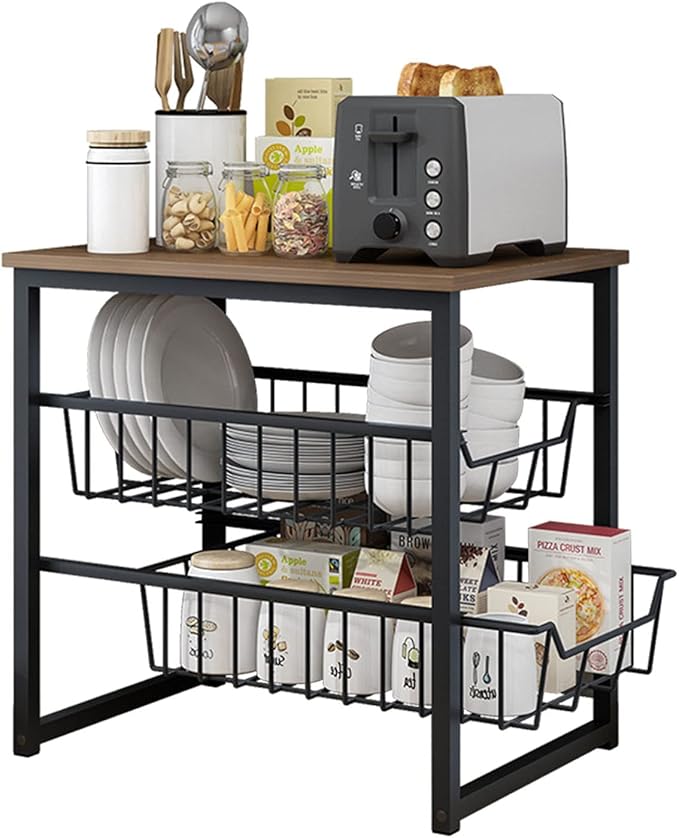 Microwave Storage Rack Microwave Oven Rack Stand Kitchen Counter Top Organizer Counter Toaster Storage Stand Dish Rack Utility Organizer Shelf Stand/30.5Cm, 51.5Cm
