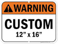 Custom warning Sign, Ansi Sign, Osha Compliant, 12x16 Inches, Post Holes, Rust Free .040 Aluminum, Fade Resistant, Indoor/Outdoor Use, Made in USA by My Sign Center