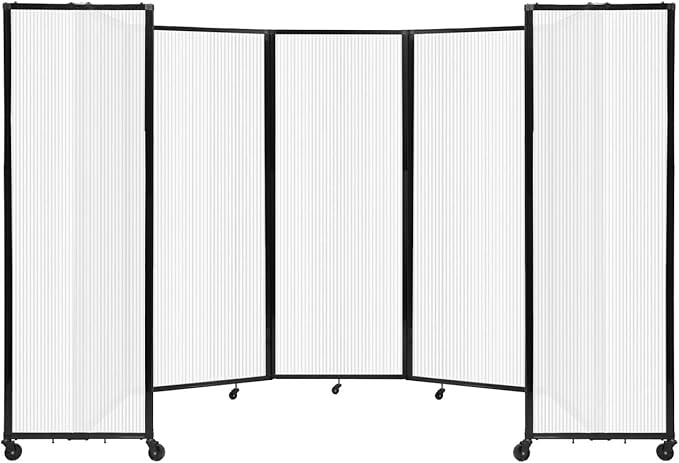 Versare Polycarbonate Room Divider 360 Portable Wall Partition | Freestanding Office Dividers | Locking Wheels | Privacy Screen Panels - 14' x 7'6" Opal Thermoplastic Polymer