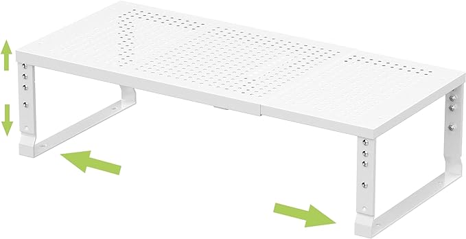 Expandable Adjustable Stackable Kitchen Organizer, Spice Rack,Metal Pantry Storage Shelves Racks,Counter Shelf for Cabinets, Countertop, Cupboard (1 Pack/Large/White)