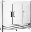 VEVOR Commercial Refrigerator 60.42 Cu.ft, Reach In 82.5" W Upright Refrigerator 3 Doors, Auto-Defrost Stainless Steel Reach-in Refrigerator & 12 Shelves, 33 to 41℉ Temp Control, LED Light, 4 Wheels