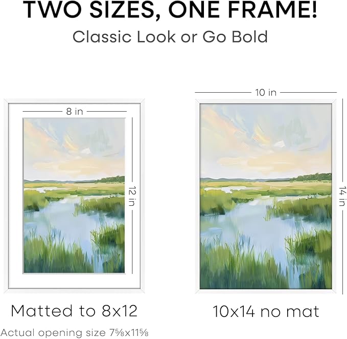 Homeforia 10x14 Picture Frame White, High End Metal 10x14 Poster Frames with Mat for 8x12, 10 x 14 White Frame Matted to 8 x 12 inch Photo, 10by14 Thin Hanging Frames, Tempered Glass, Wall Kit, Set of 1
