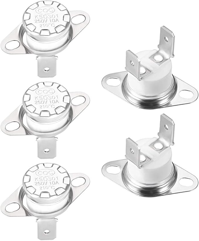uxcell KSD301 Thermostat 210°C/410°F 10A Normally Closed N.C Adjust Snap Disc Temperature Switch for Microwaves,Oven,Coffee Maker 5pcs,Ceramic Material