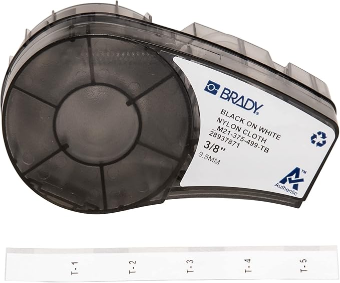 Brady Authentic (M21-375-499-TB) Multi-Purpose Nylon Label for General ID, Wire Marking, and Lab Labeling, Black on White - Designed for M210, M210-LAB, M211, BMP21-PLUS and BMP21-LAB Label Printers