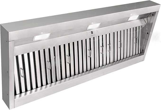 Range hood, 48 Inch Range Hood Insert with 1200 CFM Powerful Suction, Ultra Quiet Ducted Stainless Steel Kitchen Stove Vent Hood with Dimmable LED Lights, Timer, 4-Speed Touch Control