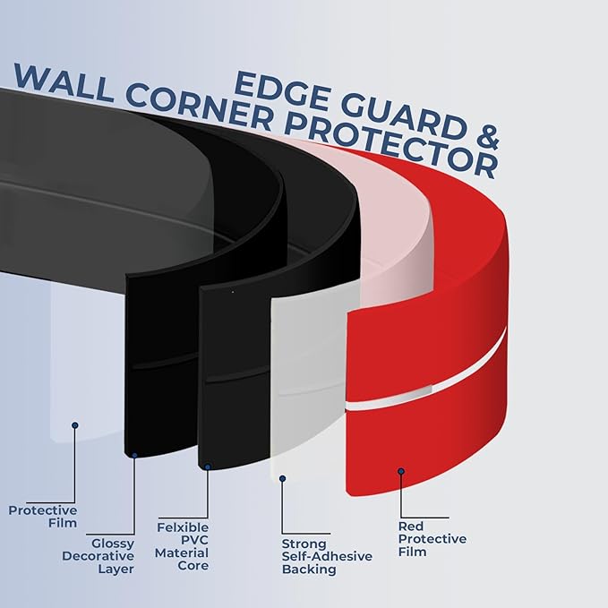 Storystore Wall Corner Protector Moulding Trim 2.4 in x 13 Ft,Peel and Stick Corner Moulding Trim, Self Adhesive Corner Guards Edge Protector for Wall Edge Corner, Countertop,Black