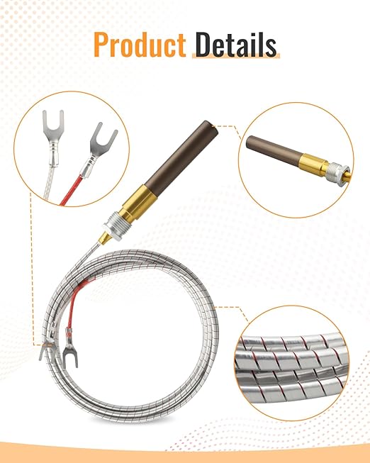 2J-M1265A Thermopile Fit for Bakers Pride Pizza Oven Model Series Y600 Y800 101 151 201 251 301 307, Replace Q313 M1265X
